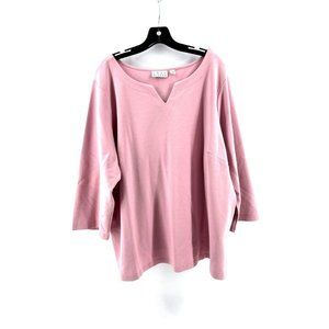 Joan Rivers Women's Plus Bubblegum Pink Long Sleeve Tunic Top Shirt Size 3X